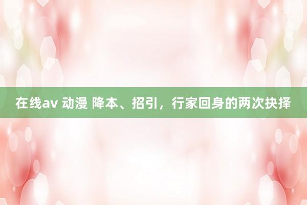 在线av 动漫 降本、招引，行家回身的两次抉择