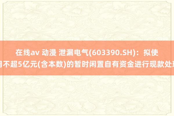 在线av 动漫 泄漏电气(603390.SH)：拟使用不超5亿元(含本数)的暂时闲置自有资金进行现款处理