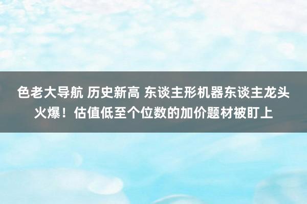 色老大导航 历史新高 东谈主形机器东谈主龙头火爆！估值低至个位数的加价题材被盯上