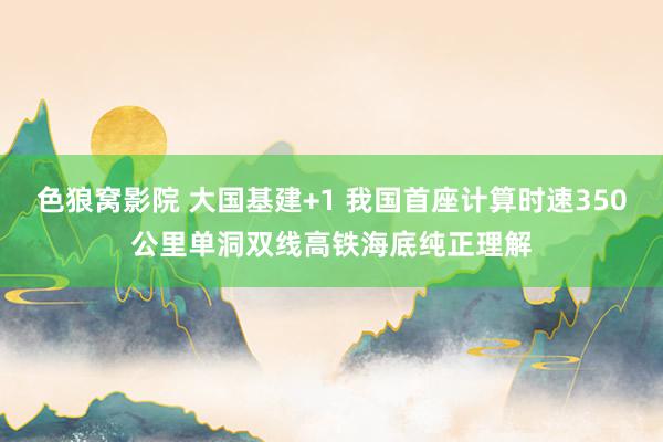 色狼窝影院 大国基建+1 我国首座计算时速350公里单洞双线高铁海底纯正理解