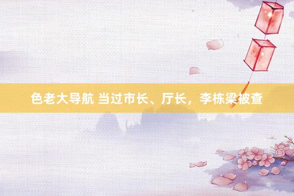 色老大导航 当过市长、厅长，李栋梁被查