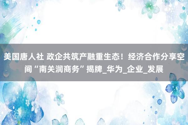 美国唐人社 政企共筑产融重生态！经济合作分享空间“南关润商务”揭牌_华为_企业_发展