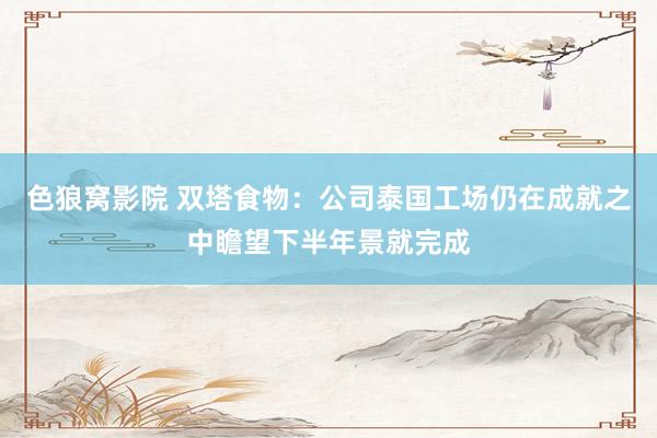 色狼窝影院 双塔食物：公司泰国工场仍在成就之中瞻望下半年景就完成