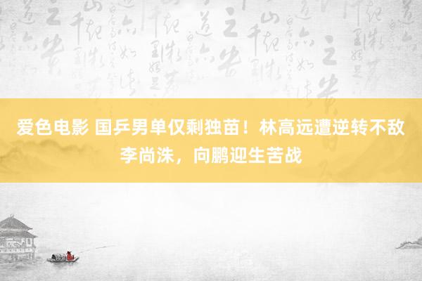 爱色电影 国乒男单仅剩独苗！林高远遭逆转不敌李尚洙，向鹏迎生苦战