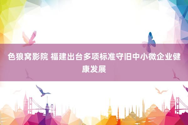 色狼窝影院 福建出台多项标准守旧中小微企业健康发展