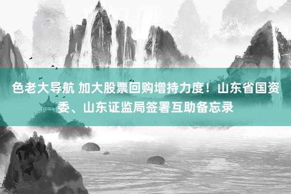 色老大导航 加大股票回购增持力度！山东省国资委、山东证监局签署互助备忘录