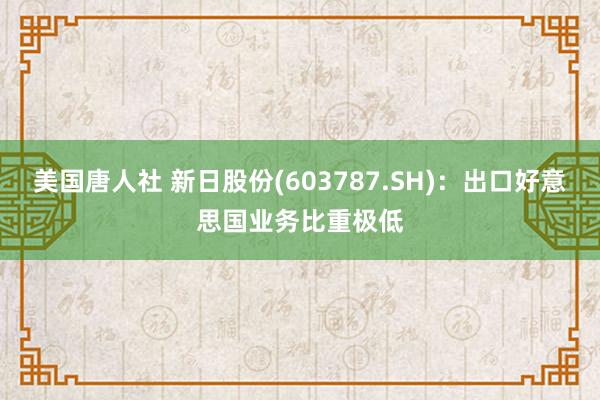 美国唐人社 新日股份(603787.SH)：出口好意思国业务比重极低