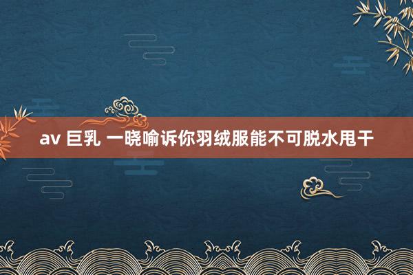 av 巨乳 一晓喻诉你羽绒服能不可脱水甩干