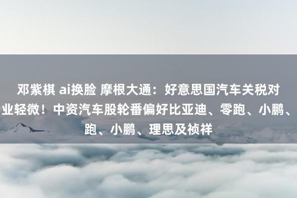 邓紫棋 ai换脸 摩根大通：好意思国汽车关税对中国汽车行业轻微！中资汽车股轮番偏好比亚迪、零跑、小鹏、理思及祯祥