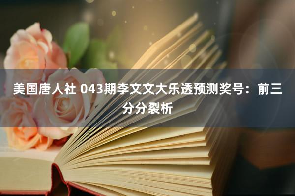 美国唐人社 043期李文文大乐透预测奖号：前三分分裂析