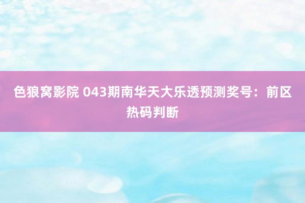 色狼窝影院 043期南华天大乐透预测奖号：前区热码判断