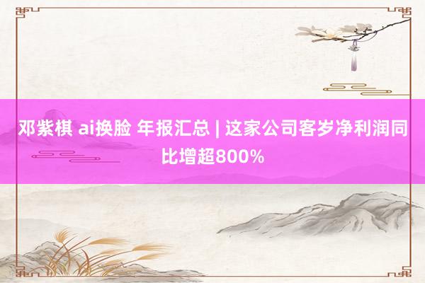 邓紫棋 ai换脸 年报汇总 | 这家公司客岁净利润同比增超800%